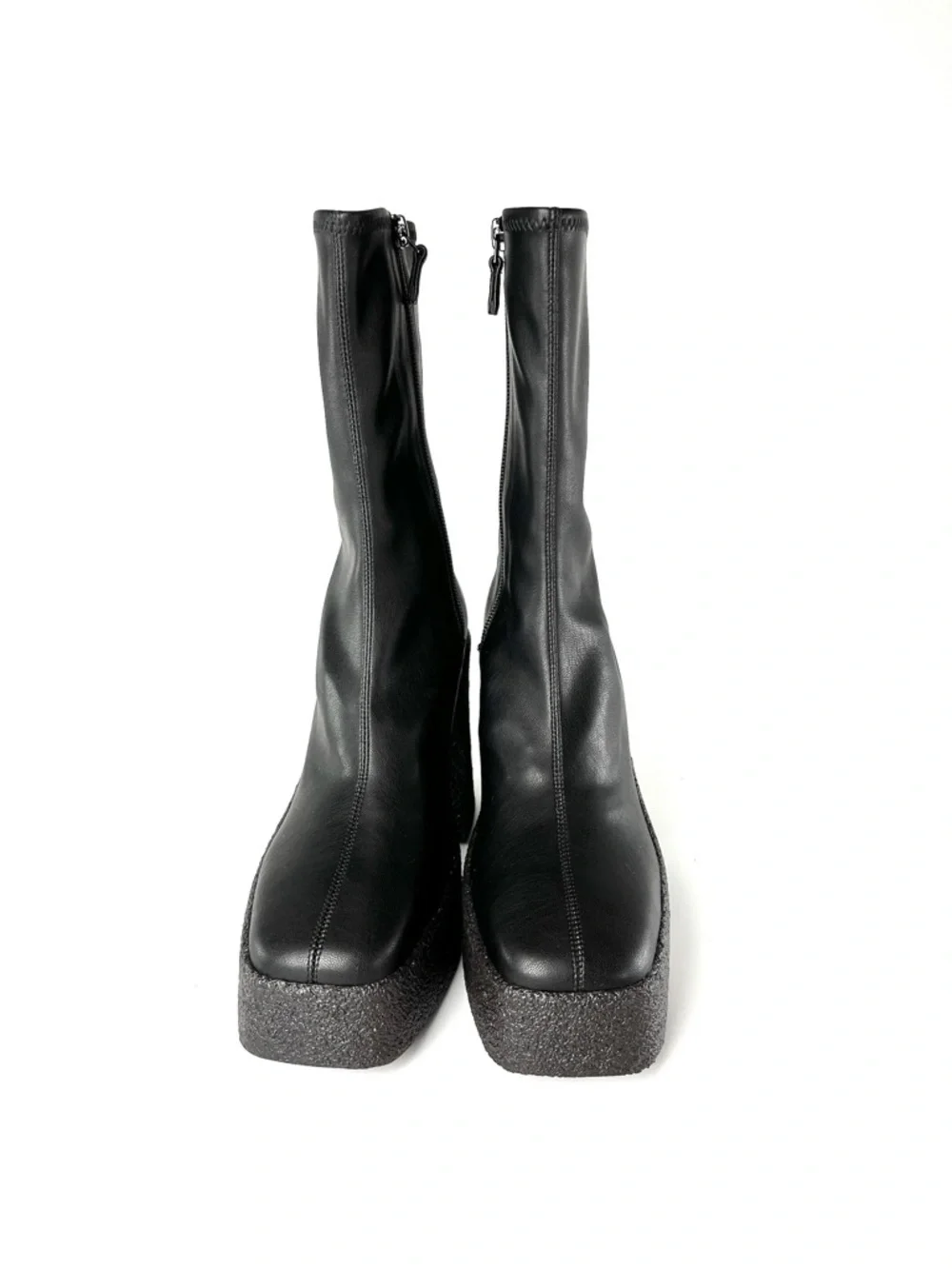 Stella McCartney Skyla Black Platform Sock Boots with Textured Block Heel - Picture 5 of 11